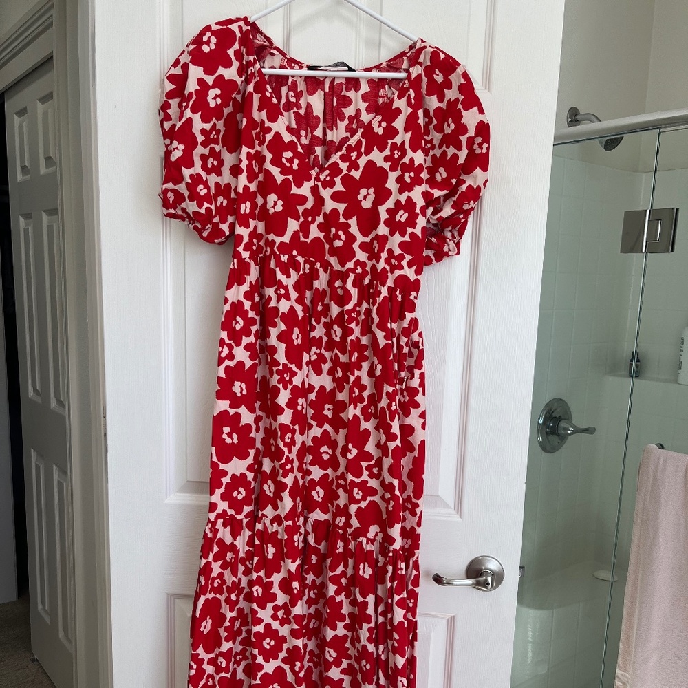 Zara red floral dress XL